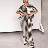 Striped Color Matching Two-Piece Set