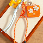 H LETTER FLORAL EARBUD POUCH KEYCHAIN_CWMM7733