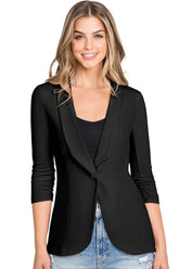 Women Solid Color Button Lapel Suit Jacket_Cwobl097