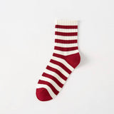 RED BOW COTTON CREW SOCKS FOR WOMEN STRIPED_CWMS1371