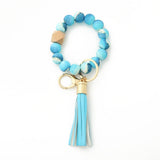 LEOPARD PRINT SILICONE BEAD BRACELET KEYCHAIN_CWMM6874