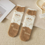 BROWN WARM CARTOON CUTE MID TUBE SOCKS_CWMS0794