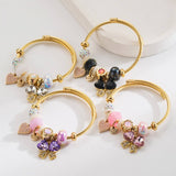 Trendy Adjustable Butterfly Heart Steel Bracelet_Cwmm8599