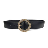 ROUND DIAMOND HOLLOW PIN BUCKLE BELT WITH DIAMOND_CWABE0689