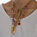 HANDMADE ZODIAC SQUARE STEEL COTTON NECKLACE_CWMM8867