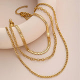 STAINLESS STEEL METAL MULTI LAYERED CHAIN NECKLACE_CWMM3678