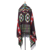 HORN BUTTON BOHEMIAN HOODED CAPE SHAWL_CWASC1201