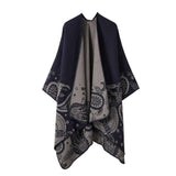 CASHEW FLOWER SHAWL SLIT CAPE DOUBLE SIDED SCARF_CWASC2222