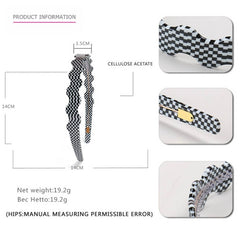 CHECKERBOARD HEADBAND WIDE WAVY HEADBAND_CWAHA4379