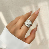 FASHIONABLE METAL IRREGULAR WATER DROP OPEN RING_CWMM3232