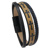MULTI LAYER HAND WOVEN PU LEATHER CROSS BRACELET_CWMM4528