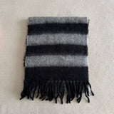 BLUE BROWN STRIPE SCARF THICK WINTER WRAP_CWASC2332