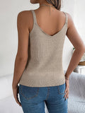 V-Neck Hollow Metal Buckle Halter Knit