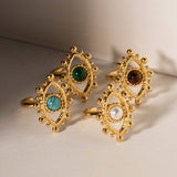 RETRO HOLLOW PATTERN NATURAL STONE RING_CWAJE1389