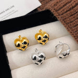 Valentines Day Leopard Print Gold Heart Earrings