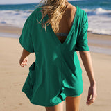 Solid Color Personality Backless Jumpsuit