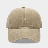 Vintage Washed Pink Heart Baseball Cap_Cwah04569