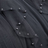 BEADED MESH PLEATED SKIRT A LINE TULLE SKIRT_CWBLS0398