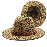 LEOPARD PRINT WOOLEN HAT WIDE BRIM JAZZ HAT_CWAH2534