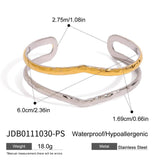 18K GOLD SILVER HAMMERED DOUBLE LAYER CUFF_