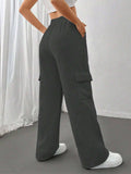 Straight-Leg High-Waisted Solid-Color Sweatpants