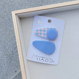 CHILDRENS CUTE BUTTON PLAID HAIRPIN_CWAHA1843