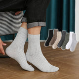 SOLID COLOR MASSAGE BOTTOM CASUAL MID CALF SOCKS_CWMS0993