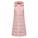Solid-Color Hooded Sleeveless Cotton-Padded Vest