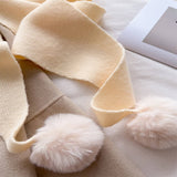 Cozy Knit Pom Pom Scarf Warm Winter Wrap_Cwasc03459