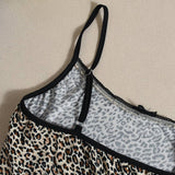Two-Piece Set Leopard Print Of Halter Top Shorts