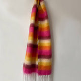 Women Striped Fringed Plaid Scarf