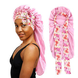 PRINTED RIBBON LONG HAIR CARE NIGHTCAP_CWAH1477