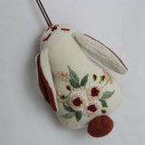 HAND EMBROIDERED ROSE BUNNY PLUSH CHARM_CWMM6003