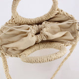 BOW KNOT SEMICIRCLE PAPER ROPE STRAW BAG_CWAB4718
