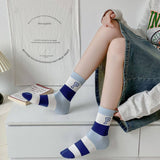 Women'S New Blue Fresh Lettered Mid-Tube Socks_Cwms1410