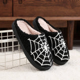 HALLOWEEN SPIDER WEB EMBROIDERED COTTON SLIPPERS_CWSHS0757