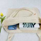 Cwab4574_Solid Color Large Capacity Knitted Shoulder Bag
