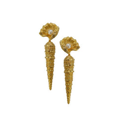 DESIGN OCEAN SERIES PEARL SHELL SNAIL EARRINGS_CWAJE5133