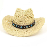 COWBOY STRAW HAT WITH TURQUOISE BELT DECOR_CWAH1252