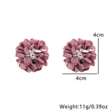HANDMADE FABRIC FLOWER STUD EARRINGS MINIMALIST_CWMM6257
