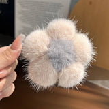 AUTUMN WINTER PLUSH HAIR CLAW FLORAL DUCKBILL CLIP_CWAHA3306