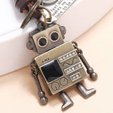Vintage Braided Robot Cowhide Keychain_Cwmm4698