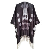 CIRCULAR PATTERN TASSEL SPLIT SHAWL CLOAK_CWASC0309