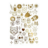 METALLIC BOHO MOON TATTOOS GOLD FOIL STICKERS_CWMM8245