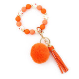 POM POM TASSEL KEYCHAIN SILICONE BEAD BRACELET_CWAB5016