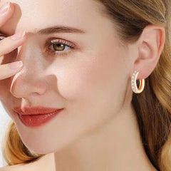 Cwmm3002_Single Row Diamond Earrings Two Stud Earrings