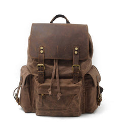 STREET STYLE WAXED CANVAS LEATHER BACKPACK_CWAB5538