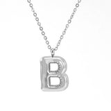 Cwaje1946_Steel Color Bubble Letter Necklace