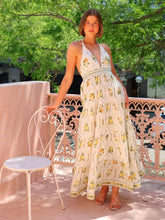 Sweet Dress With Halter Neck And Deep V-Neck