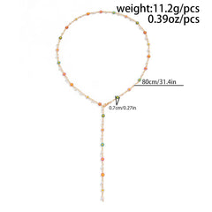 FASHIONABLE COLORFUL CRYSTAL Y SHAPED NECKLACE_CWMM3184